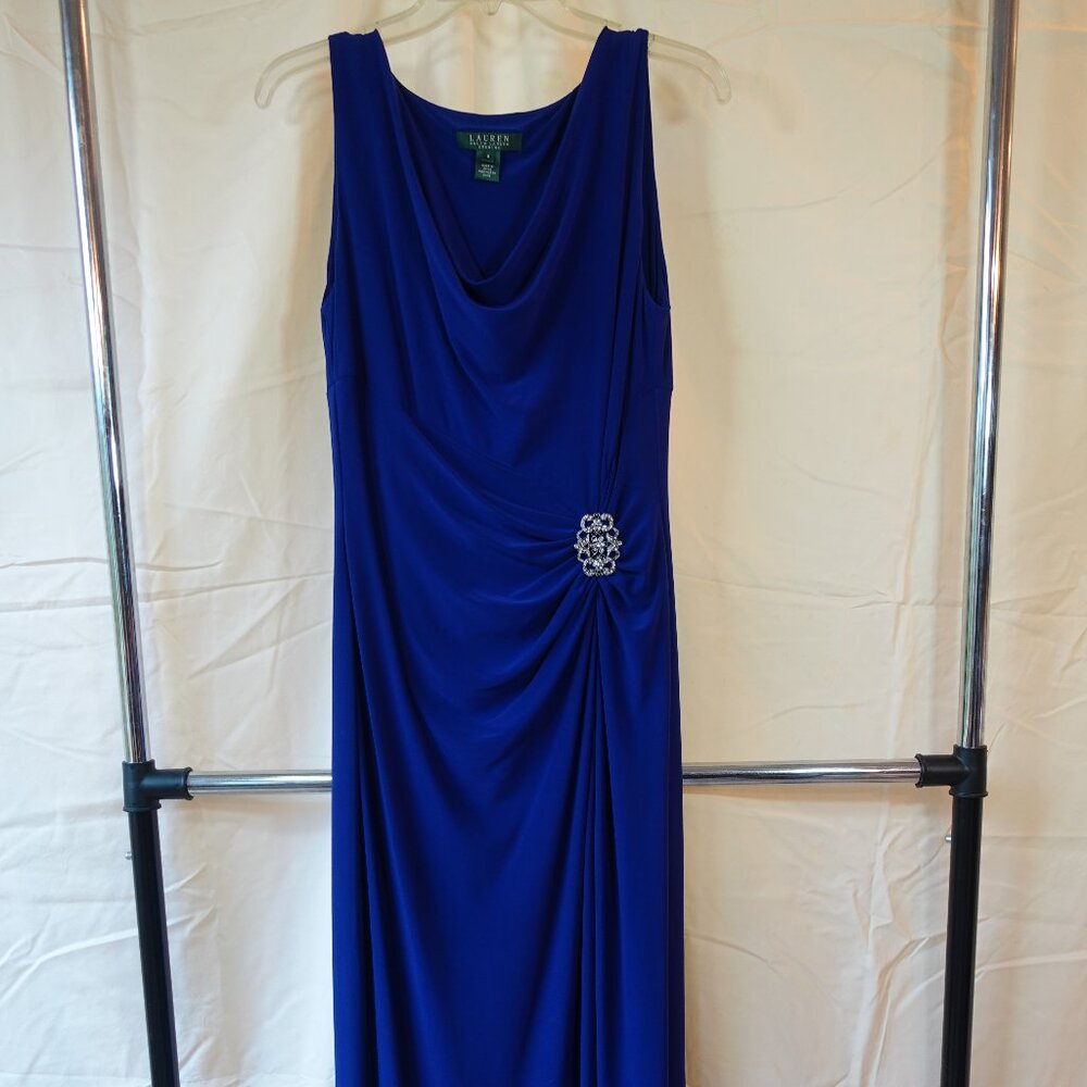 Ralph Lauren Evening Dress - Size 8 - blue with rhinestones